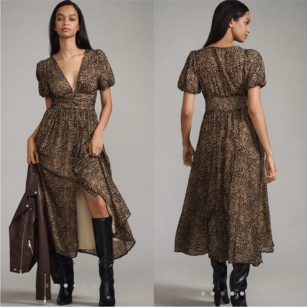 NWOT Anthropologie Katerina Leopard Cheetah Print Dress SZ 0